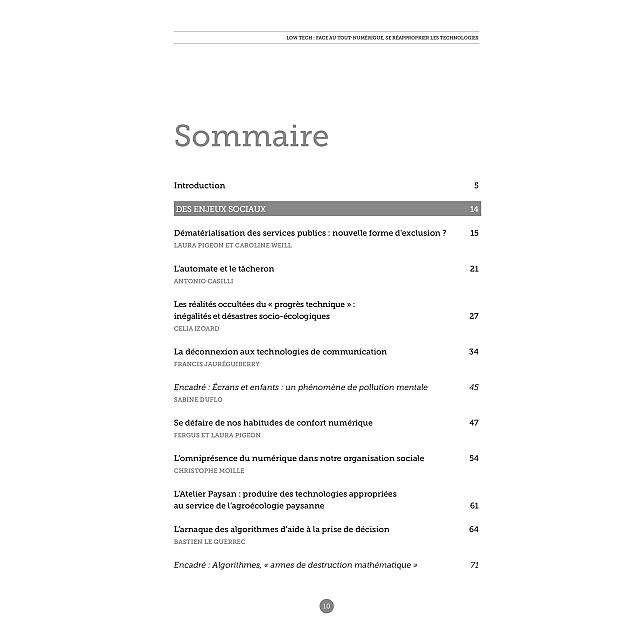 Sommaire du Passerelle Low tech : face au tout-numérique, se réapproprier les technologies (1/3)