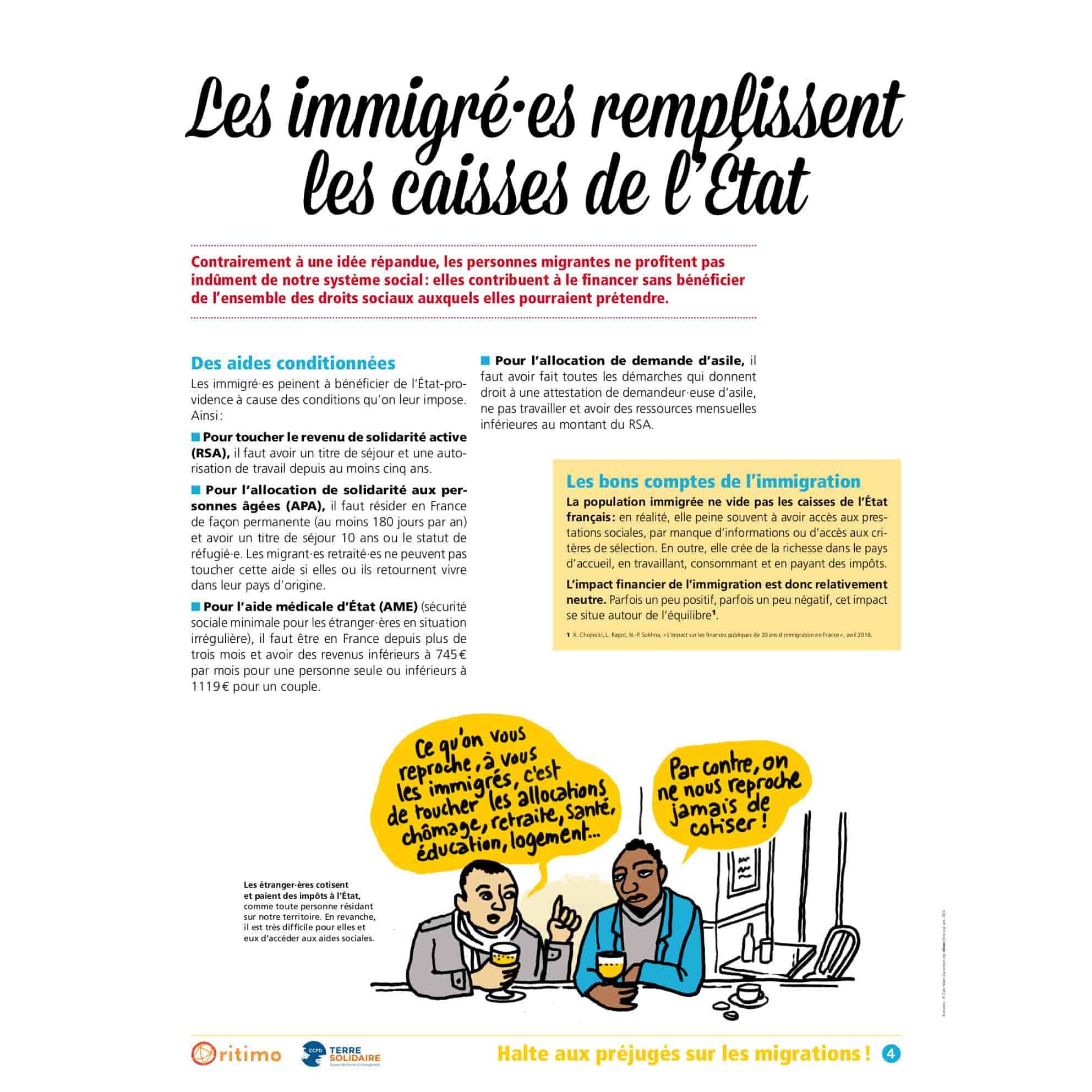Panneau 4 de l'exposition Halte aux préjugés sur les migrations ! 