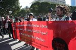 Marche d'ouverture du FSM à Tunis : L'équipe du Forum Mondial des Médias Libres ! {JPEG}